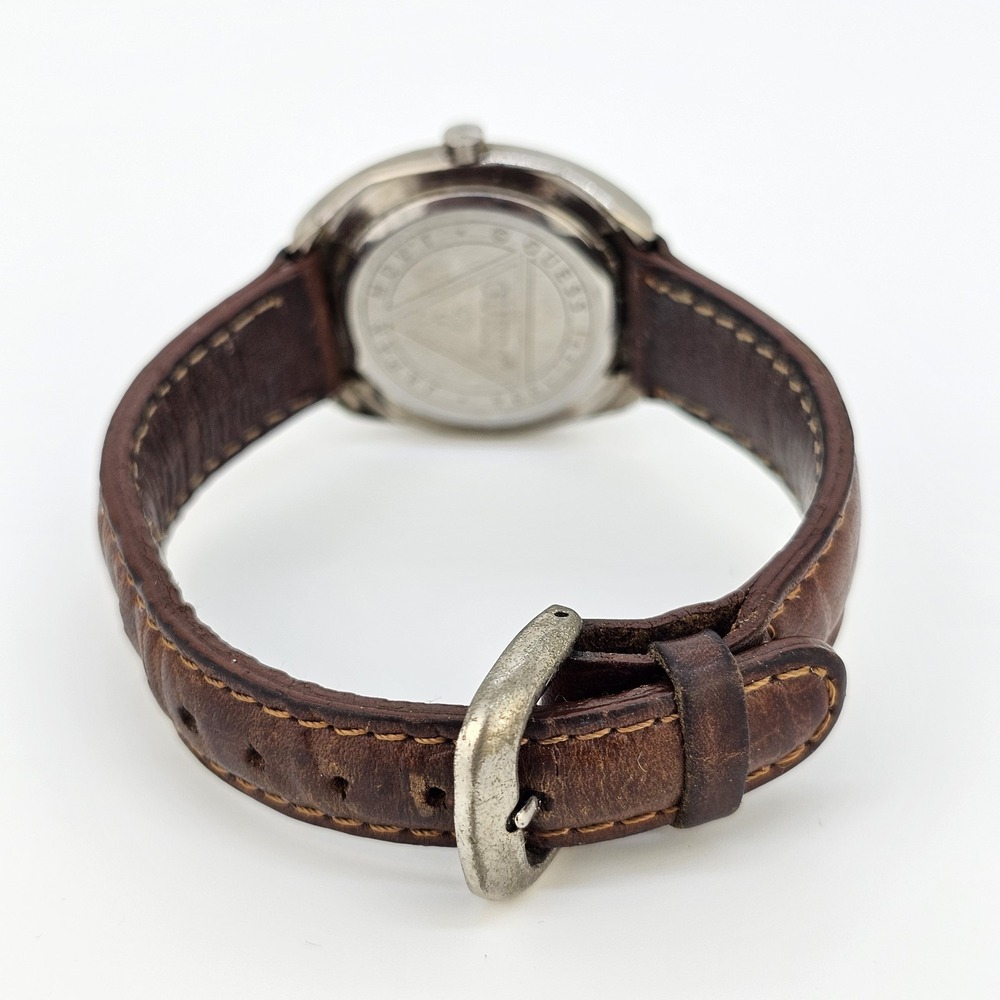 VTG Guess Women's Watch 32MM Gray Dial Brown Leather Bands New Battery - Picture 7 of 13